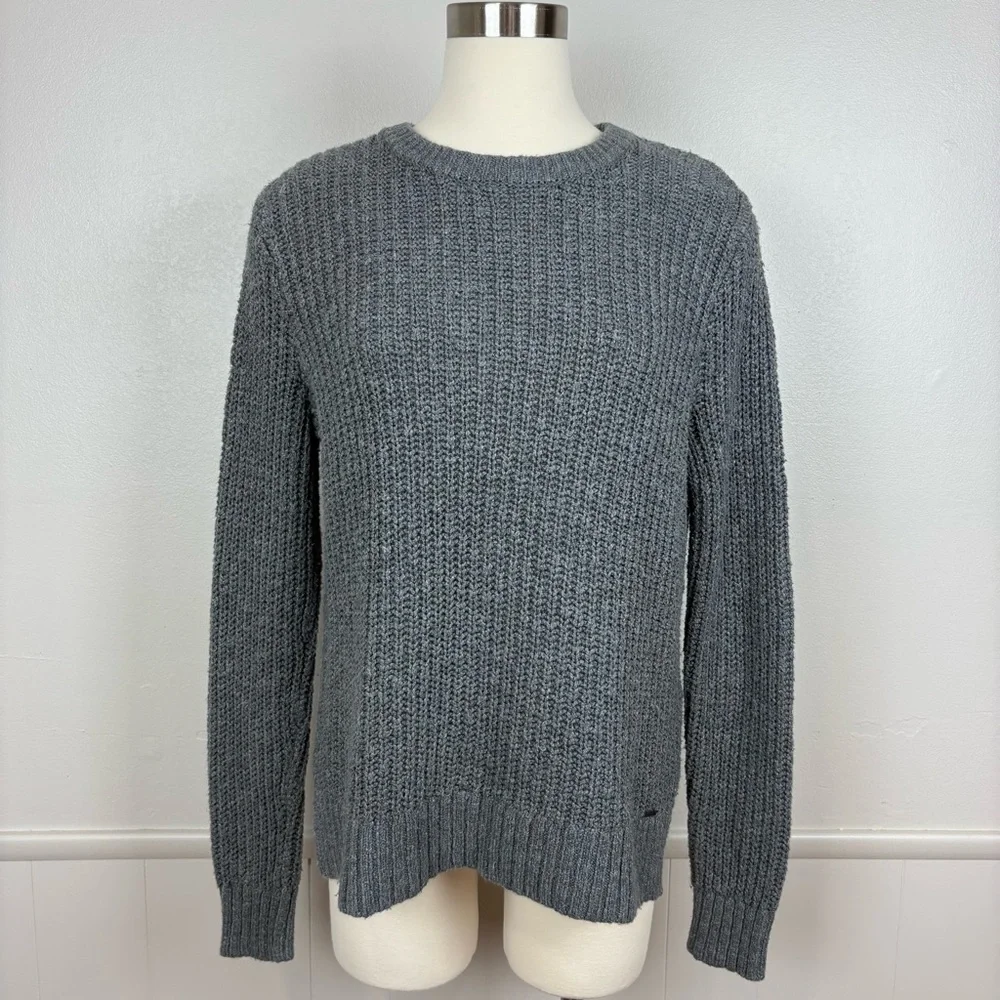 Abercrombie & Fitch Chunky Gray Pullover Sweater‎ Size L Fisherman Grunge Knit
